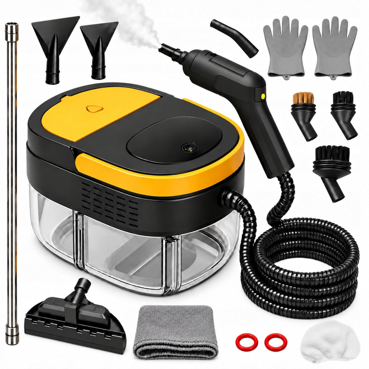 Myjka parowa parownica do sprzątania 2500W 1600ml 3BAR do domu okien FUG mop parowy, czyścik, akcesoria, rękawiczki