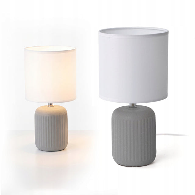 Lampka stołowa LL varen TL E14 GR szara lampa nocna ceramiczna do LED 6W sypialnia, salon, oświetlenie dekoracyjne, zasilanie sieciowe