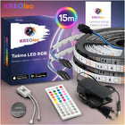 Taśma LED 15m RGB wodoodporna pasek LED 5050 pilot + sterowanie aplikacją oświetlenie dekoracyjne 12V IP65 kolorowe do