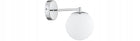 Lampa Ścienna Kinkiet Chrom Biała Kula Milo LED E27 oprawa do wnętrz, metalowa, srebrna, 1 źródło światła, maks. 60 W