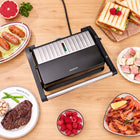 Opiekacz Panini 1000W grill kontaktowy 180° powłoka ceramiczna do kanapek nominalna srebrny