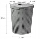 Narożny kosz na pranie 62 l z uchwytami skandynawski styl półprzezroczysty pojemnik na brudną bieliznę łazienkowy
