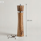 Młynek ręczny do pieprzu i soli drewno akacjowe 25 cm do przypraw kuchennych, brązowy, średnica 5,5 cm