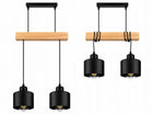 Lampa sufitowa wisząca żyrandol oprawa Drewniana LED E27 loft czarna industrialna metalowa 2-punktowa, do salonu i