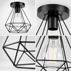 LAMPA DAMENT SUFITOWA PLAFON LOFT KLOSZ DIAMENTOWA E27 zwis metalowy czarny do salonu i kuchni, 1 punkt świetlny, maks