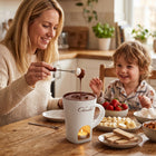 KUBEK DO CZEKOLADY Z PODGRZEWACZEM ZESTAW DO FONDUE CZEKOLADOWEGO 200ML naczynie do maczania owoców i ciastek, biały