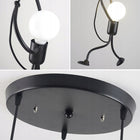 Lampa wisząca sufitowa żyrandol potrójna nowoczesna loft ludzik humanoid 3-punktowa metalowa czarna oprawa E27 do