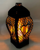 znicz lampion Glamour Serce Ażur czarny 29 cm na cmentarz, dekoracja nagrobna, ozdoba grobu
