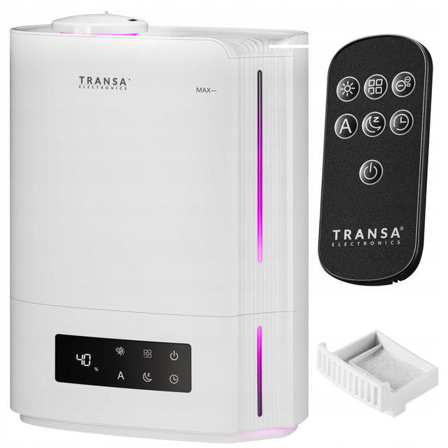 Nawilżacz powietrza jonizator aromaterapia higrostat pilot LED Biały 4,8l nawilżacz ultradźwiękowy 22 w