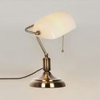 LAMPKA BANKIERSKA BIURKOWA VINTAGE NOCNA BIAŁY SZKLANY ABAŻUR RETRO E27 oświetlenie do gabinetu, 27 cm, wys. 37 cm, 40