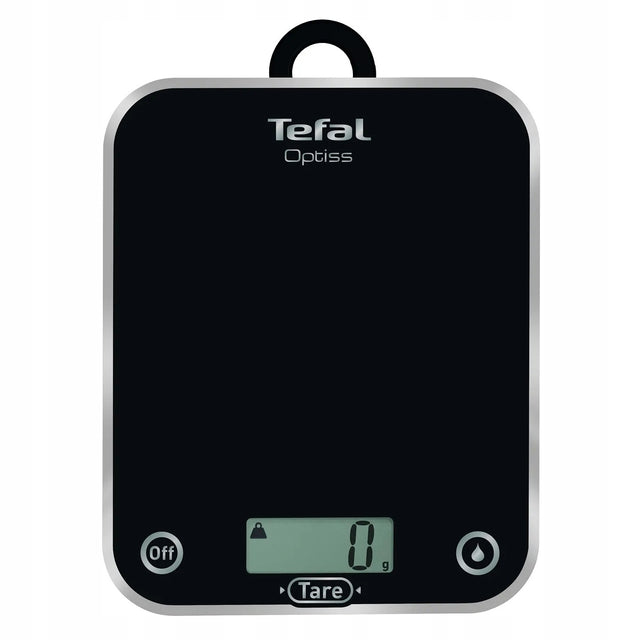 Waga kuchenna Tefal Optiss BC5005V0 Czarne szkło hartowane 5kg do posiłków precyzyjna 1 g, tarowanie, auto wyłączanie, pomiar w gramach i fl oz