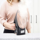 Żelazko parowe ceramiczne mocne ze stopą ceramiczną 3000W czarne do prasowania ubrań, uderzenie pary 190 g/min