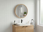 Lustro łazienkowe ścienne 60cm leja okrągłe fi575 DĄB drewniane stylowe 575 mm 55 mm 37,5 cm