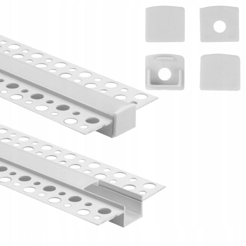 Ecolight Profil LED GP02 podtynkowy biały klosz mleczny 2m kanał montażowy do taśmy świetlnej, osłona rozpraszająca