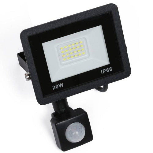 Naświetlacz LED 20W z czujnikiem ruchu halogen reflektor lampa uchwyt slim zimne światło 6000K 2100 lm