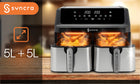 Frytkownica beztłuszczowa dwukomorowa AIR fryer 10l frytownica podwójna LCD czarny