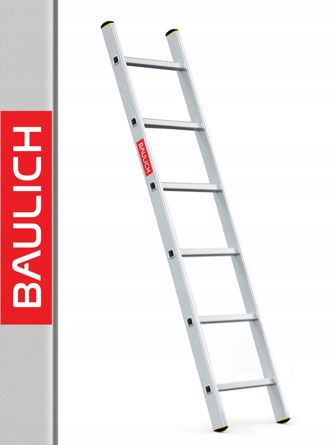 Drabina aluminiowa przystawna 1x6 mocna baulich hak udźwig 150 kg, wysokość robocza 2,69 m, do prac na wysokości