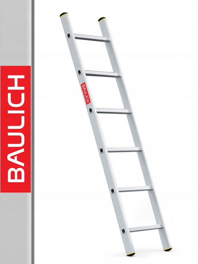 Drabina aluminiowa przystawna 1x6 mocna baulich hak udźwig 150 kg, wysokość robocza 2,69 m, do prac na wysokości