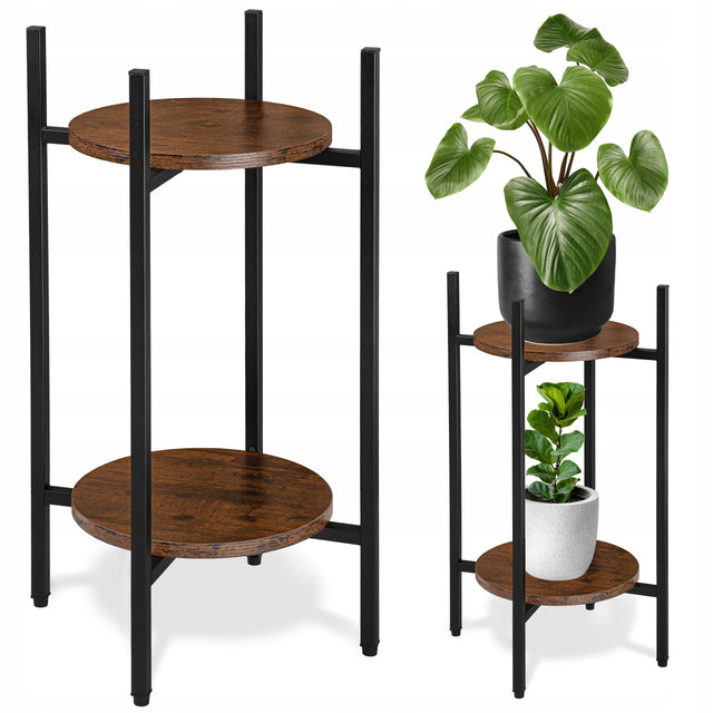 Kwietnik stojący metalowy regał półka stojak na kwiaty rośliny loft 61 cm czarny, beżowy