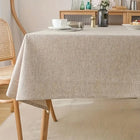 Obrus beżowy płócienny na stół 140x150cm elegancki boho nakrycie jadalniane, gładka tkanina poliestrowa