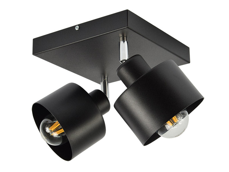 Lampa sufitowa plafon żyrandol loft edison LED oprawa metalowa czarna 2-punktowa E27 60 w do salonu i jadalni