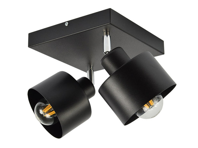 Lampa sufitowa plafon żyrandol loft edison LED oprawa metalowa czarna 2-punktowa E27 60 w do salonu i jadalni