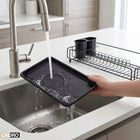 Suszarka do naczyń 50 x 25 cm ociekacz na talerze sztućce stojąca czarna jednopoziomowy organizer kuchenny do