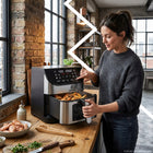 Frytkownica beztłuszczowa AIR fryer frytownica duża misa 8l XXL mocna 1800W srebrny