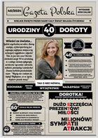 40 urodziny prezent gazeta plakat dla niej kobiety pamiątka na czterdziestkę, ozdoba na przyjęcie