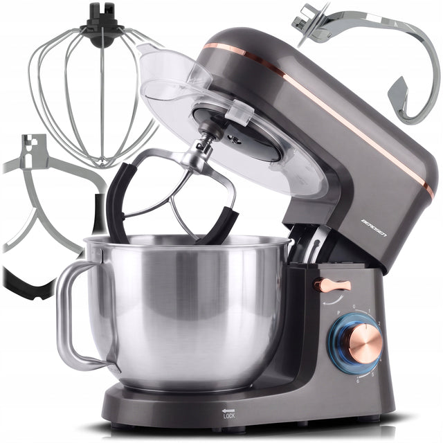 Robot planetarny kuchenny mikser Berdsen stal nierdzewna 6l 3w1 nominalna srebrny/szary
