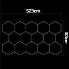 Hexagon Lampa LED 523x301 cm XXL Sufitowa Panel Oświetlenie Do Garażu plafon warsztatowy zimna biel czarny 128 w