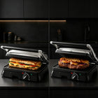 Grill elektryczny kontaktowy Panini 2000W 180° regulacja temperatury nominalna srebrny/szary
