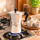 Kawiarka zaparzacz do kawy herbaty 450ml aluminiowa na GAZ 9 filiżanek kafetiera moka, czarna srebrna, można myć w