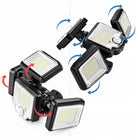Lampa Solarna LED Czujnik Ruchu Zmierzchu Naświetlacz Zewnętrzny + Pilot reflektor ogrodowy IP65 6000 K zimna biel do