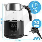 Czajnik elektryczny szklany z regulacją temperatury keep warm 1,7l 2200W 1.7 l 2200 w czarny metal, szkło, tworzywo
