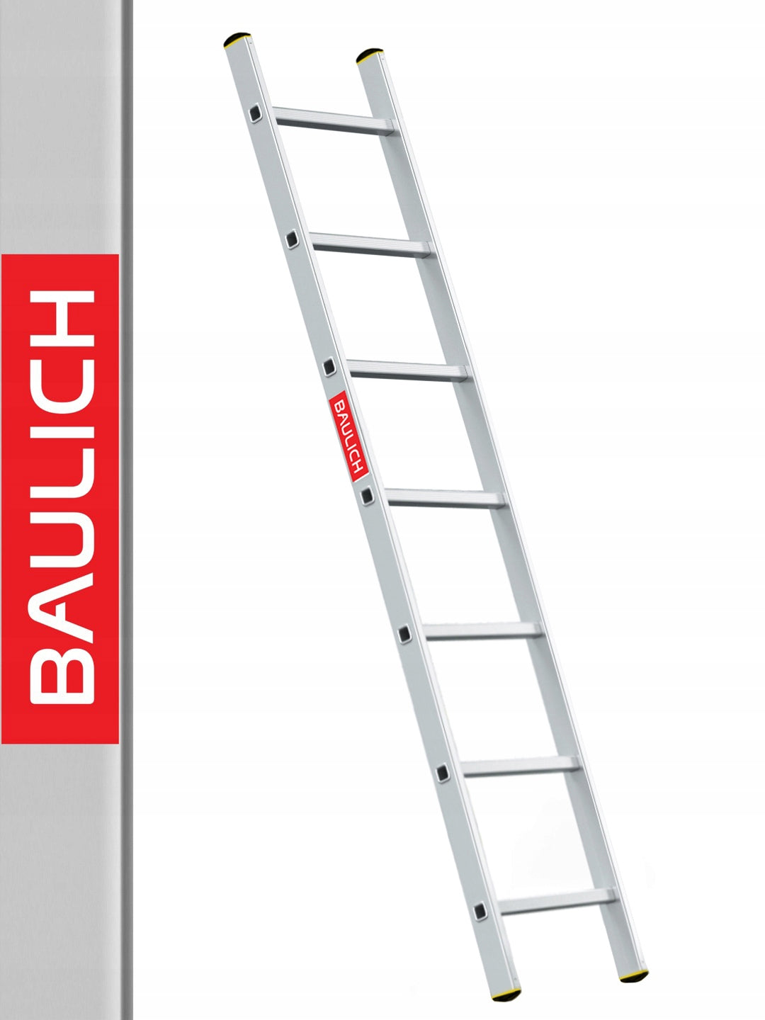 Drabina aluminiowa przystawna 1x7 mocna baulich hak opierana do prac na wysokości, udźwig 150 kg, wysokość robocza 2,95