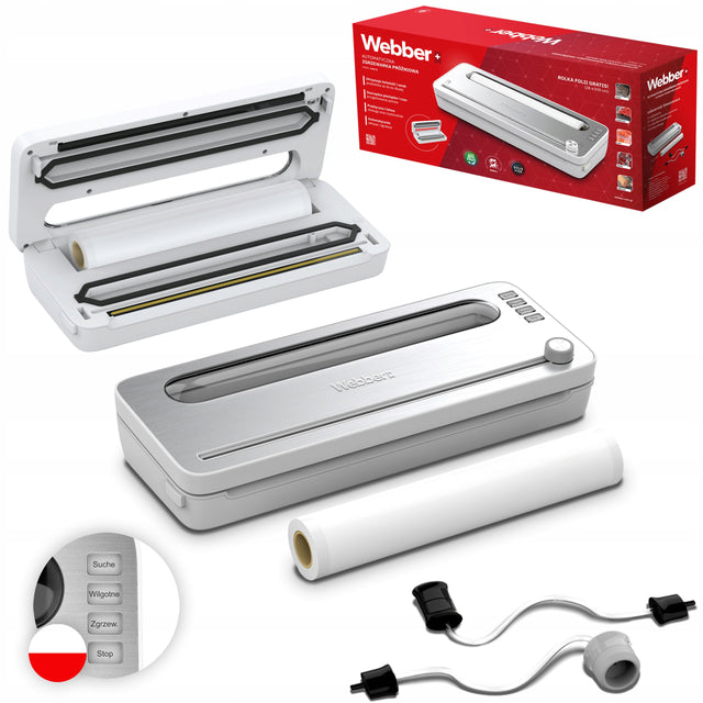 Zgrzewarka próżniowa do folii pakowarka webber V104B pakowanie żywności, szerokość zgrzewu 30 cm, moc 120 w, odsysanie powietrza z pojemników