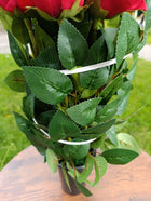 Bukiet róże 3D do wazonu sztuczne kwiaty stroik wiązanka na grób cmentarz kompozycja florystyczna 55 cm, dekoracja