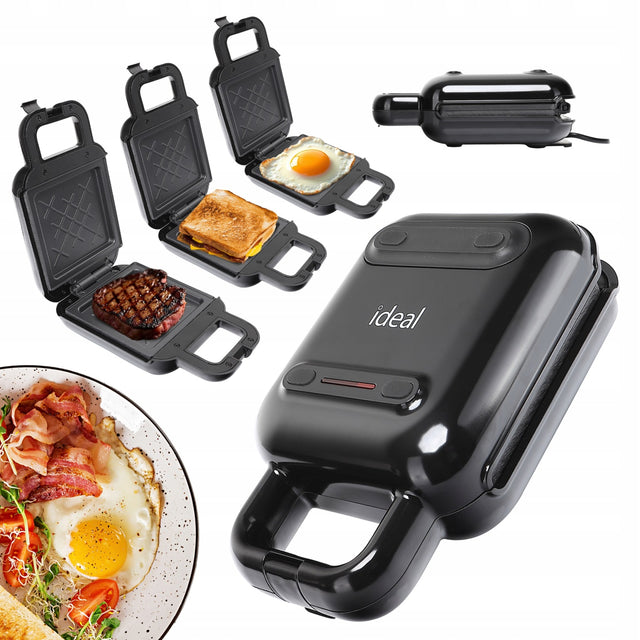 Opiekacz elektryczny grill kanapek tostów jajek sandwich toster ideal 1200W nominalna czarny