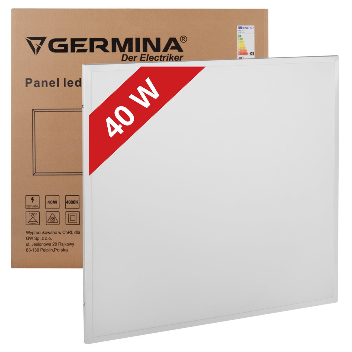 Panel LED biały lampa sufitowa plafon sufitowy 2w1 natynkowy podtynk garaż kwadratowa 59,5 cm neutralna barwa światła