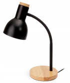 Designerska lampka biurkowa nocna styl skandynawski 40W E27 + drewno lampa stołowa czarna do sypialni salonu gabinetu
