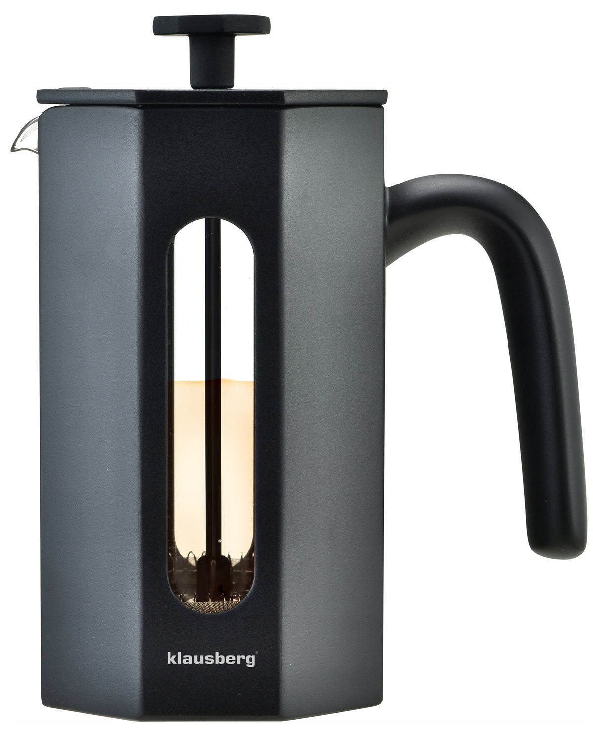 Tłokowy Zaparzacz do kawy herbaty 600ml dzbanek French Press klausberg BL praska francuska, stalowy, czarny, można myć