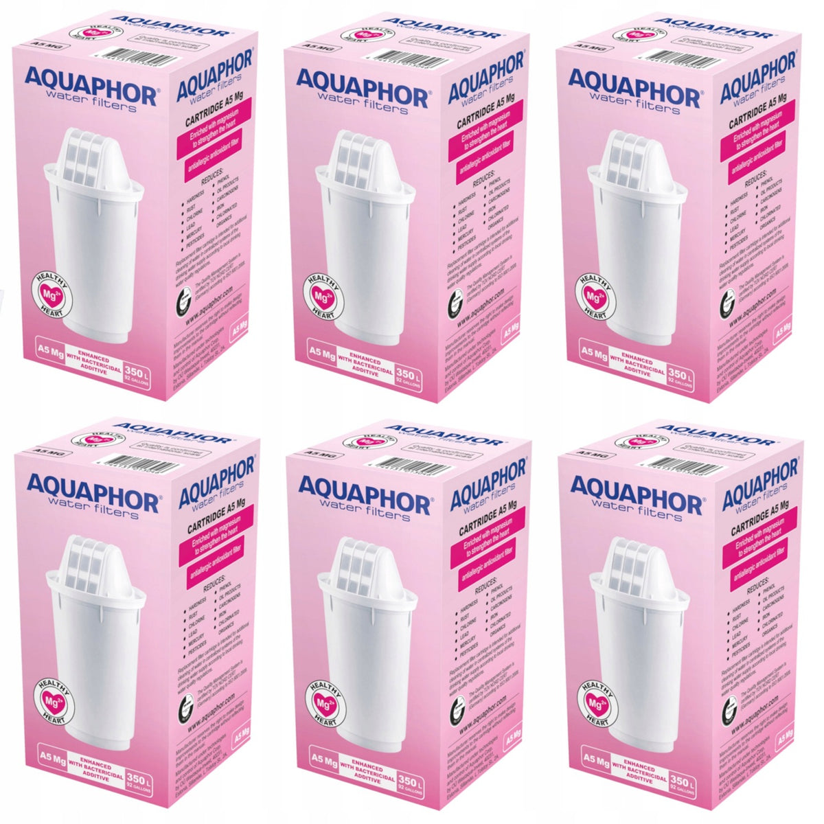 Wkład filtrujący Aquaphor A5 Mg do dzbanka wzbogacający wodę w magnez 6 szt Dzbanki filtrujące