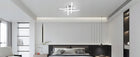 Lampa sufitowa LED żyrandol biały+chrom nowoczesna do salonu z pilotem 28W oprawa wisząca aluminiowa 4-punktowa