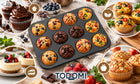 Forma do muffinek babeczek 12 SZT gniazd blacha non-stick do pieczenia metalowa foremka na cupcakes, mini wypieki