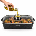 GĘSIARKA BRYTFANNA MARMURKOWA GARNEK NON STICK 3,0 L GAZ INDUKCJA KAMILLE naczynie do pieczenia i duszenia, z pokrywą