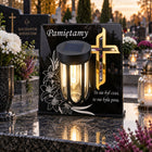 Znicz Solarny na Grób Wieczna Latarenka Statuetka na Cmentarz LED 18 cm lampion nagrobny, ozdoba mogiły, świecąca