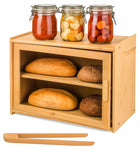 Chlebak bambusowy pojemnik żywność przyprawy półka szafka do kuchni deska na pieczywo, prostokątny, brązowy, 40 × 31 cm
