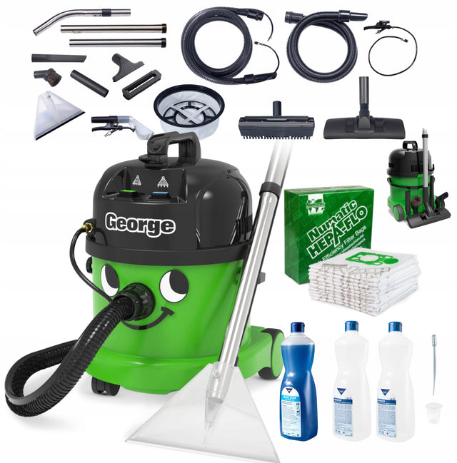 Odkurzacz piorący Numatic George GVE370, worki i chemia do prania i mycia 1060 w