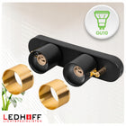 Lampa sufitowa LED kinkiet SPOT oprawa halogenowa 2x GU10 TUBA CZARNA złota ścienna aluminiowa 2-punktowa do żarówek